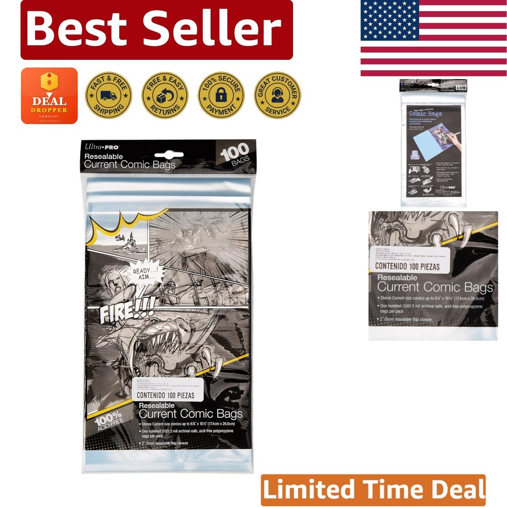 Protective Resealable Comic Bags for Current Size Comics - 100 Pieces