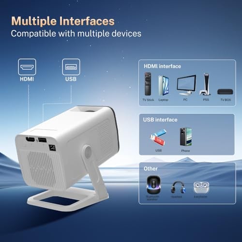 Mini Projector with WiFi 6 and Bluetooth 5.4 Built-in Apps VisualCube 300 White