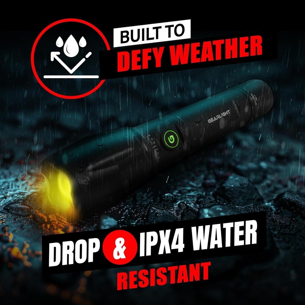Compact S1000 Tactical Flashlight - High Lumens & USB-C Charging - 2 Pack