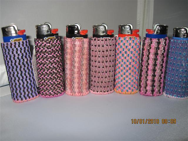 Hand Beaded Original Design Lighter Cases...Pinks & Purples Collection