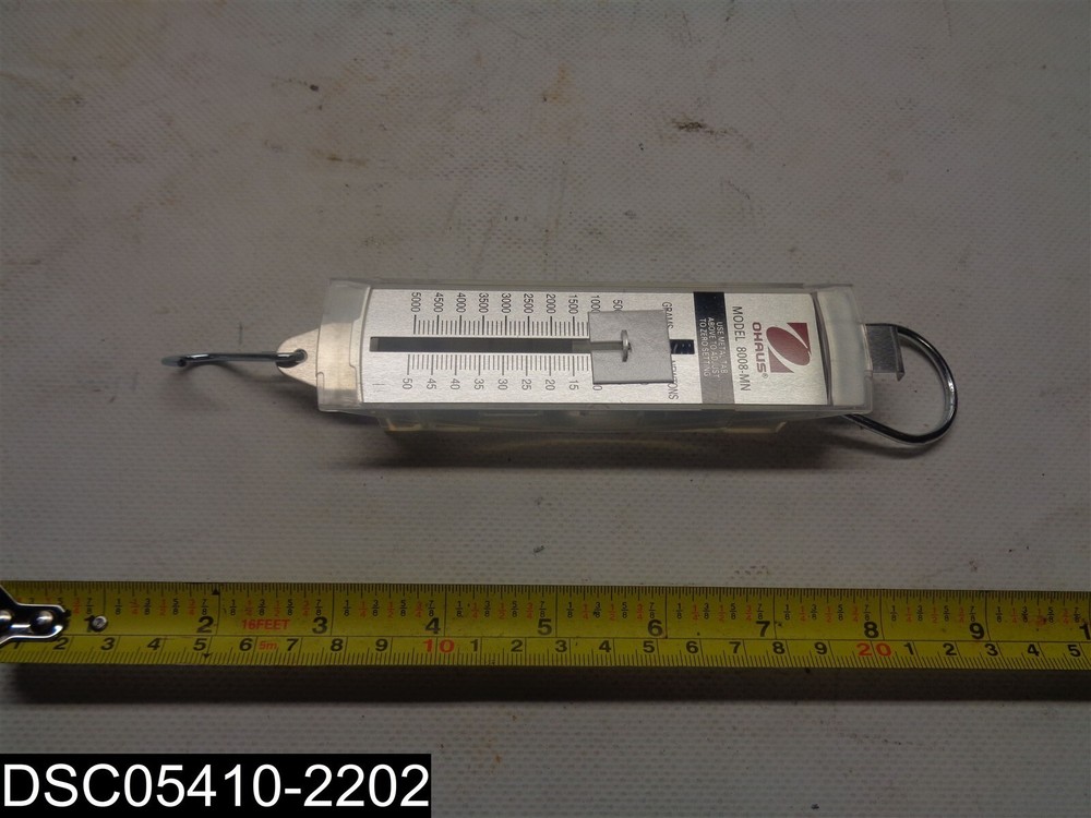 8008-MN Ohaus Pull Type Metal Spring Scale 5000 Grams 50 Newtons