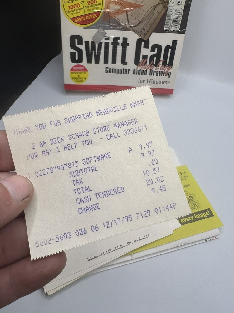 Swift CAD Vintage Software 1995 Computer Aided Drawing For Windows 3.5” Disk