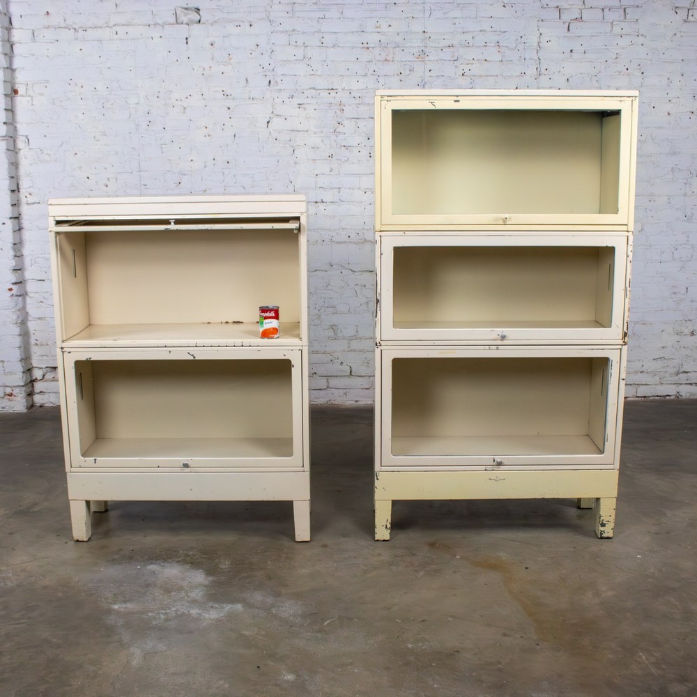 Industrial Rustic Pair Modular Stacking Barrister Bookcase by Globe-Wernicke