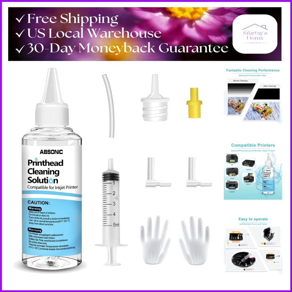Efficient Printhead Cleaning Solution - 100mL Kit for Canon, HP, Epson Printers