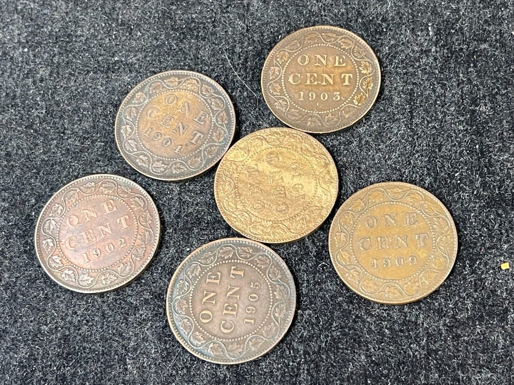 Assorted Canada Large Cent 6 Coins Lot Great Condition High Value