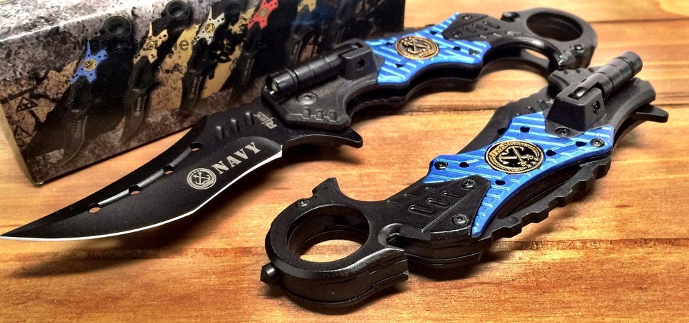 Spring Assisted Asst Karambit Tactical US NAVY Pocket Knife Cutter EDC Sharp