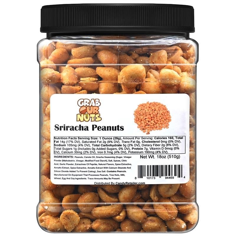 Grab Our Nuts Flavored Roasted Peanuts Sriracha 18 Ounces