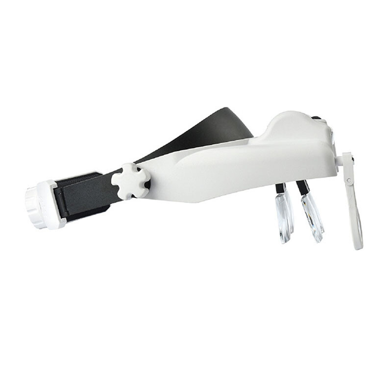 LED Light Magnifying Glass Adjustable Headband Magnifier Interchangeable Lens