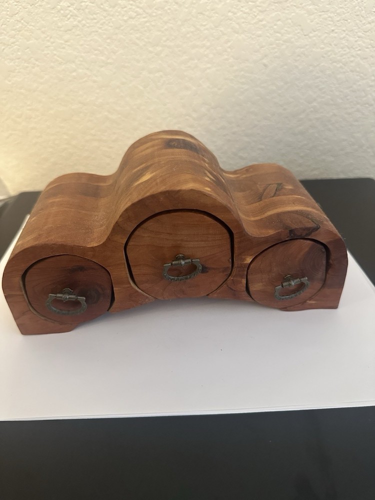Wooden Log Box With Drawers