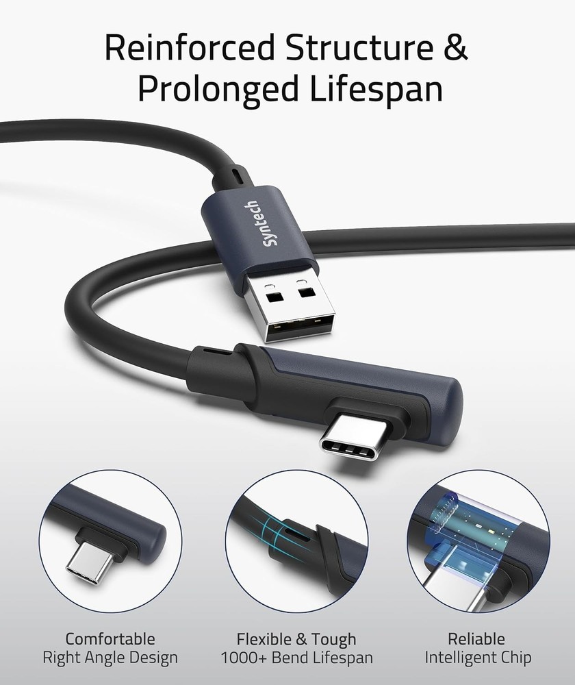 Durable 10FT Black Link Cable for Oculus/Meta Quest – Abrasion-Resistant Design