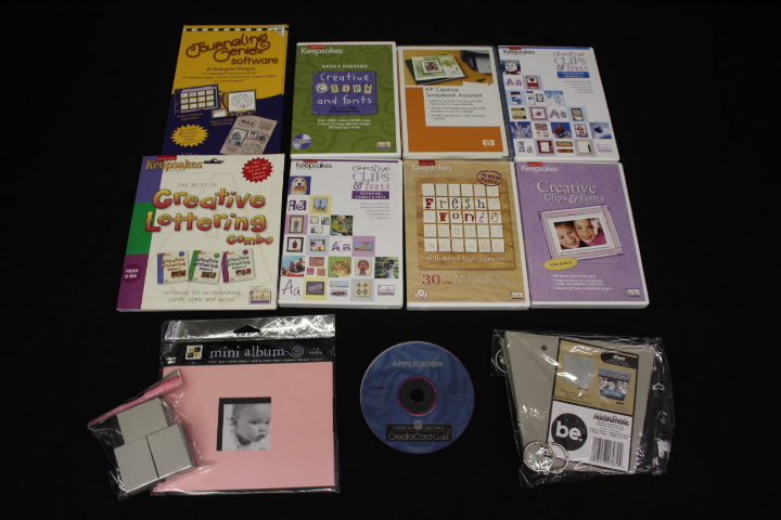 13pc Lot Creating Keepsakes CLIPS & FONTS Lettering Alphabet Software +Extras