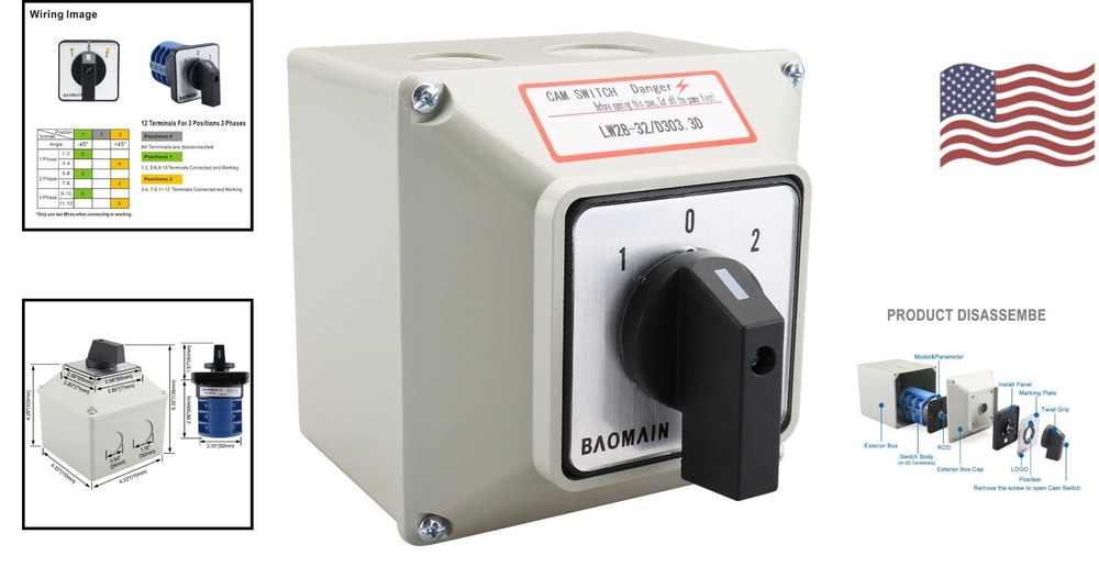 Universal Rotary Changeover Switch with Master Control 660V 32A 12 Terminals