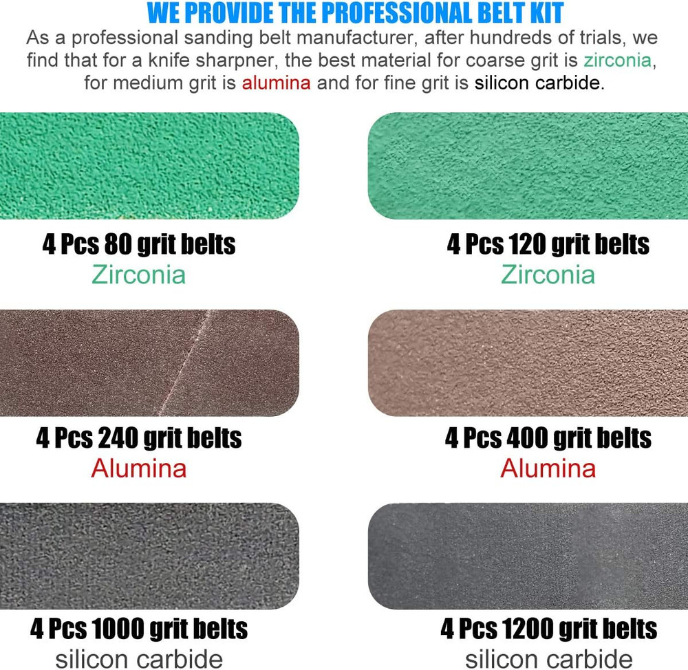 24 Pack 1/2" X 12" Replacement Sharpening Belt Kit for Official Work Sharp (WSKT