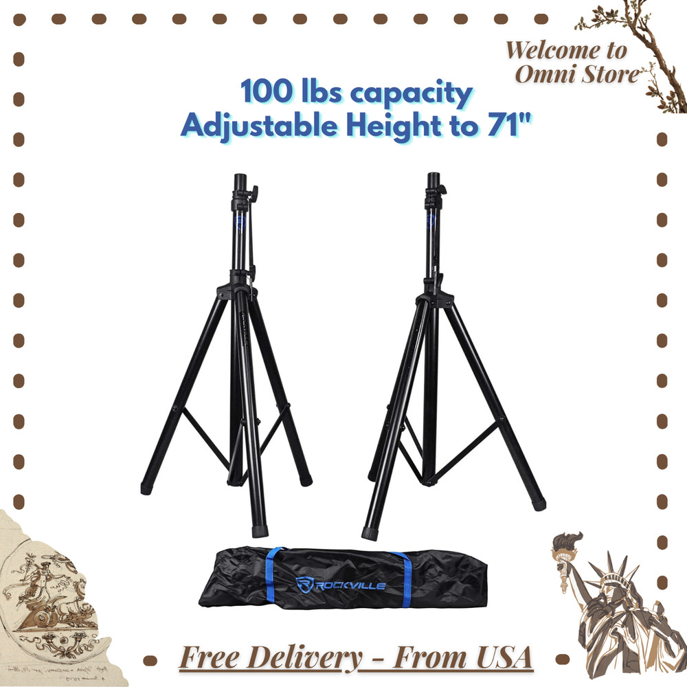 Pair Tripod Speaker Stands with Carry Bag