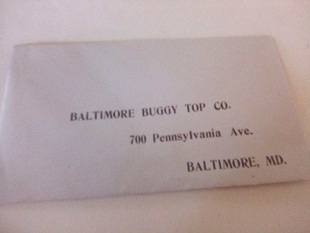 Baltimore Buggy Top Co. Sales brochure, circa 1909