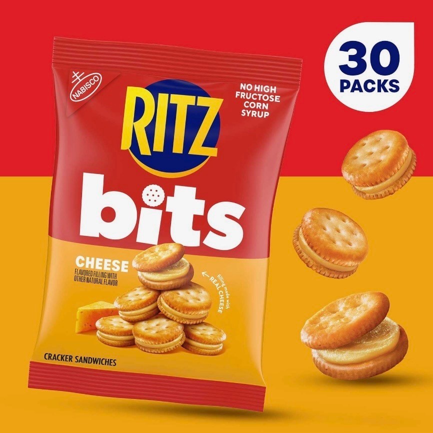RITZ Bits Cheese Cracker Sandwiches 1.5oz 30 Count Bite Size Snacks