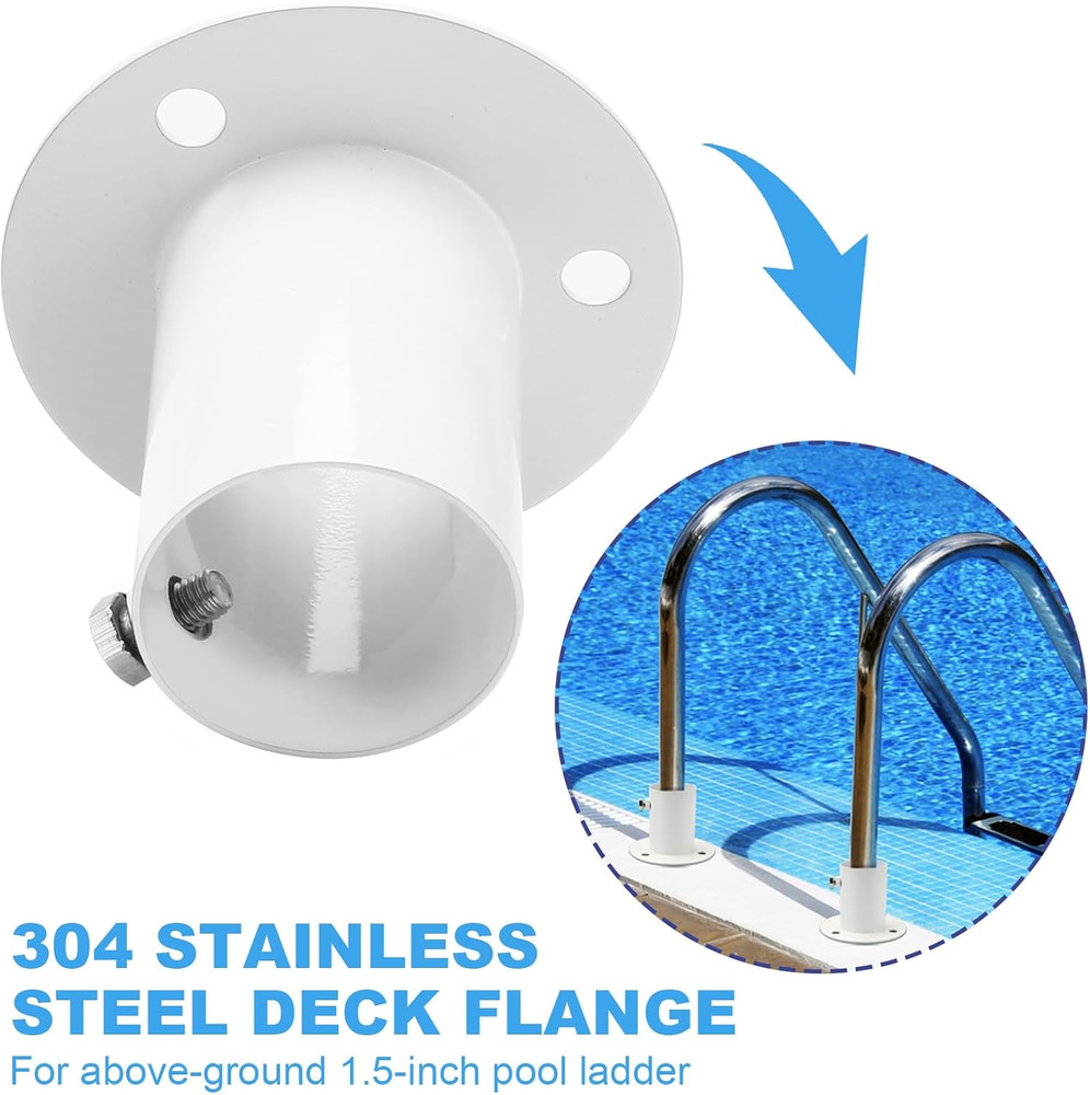 2 Pack Pool Ladder Brackets Deck Flanges, for above Ground Pool Ladder 1.5" Also