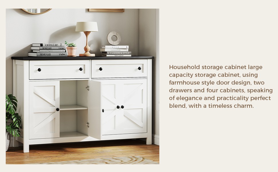 55.1in Sideboard Buffet Cabinet Kitchen Storage Sideboard With Drawers PEFE