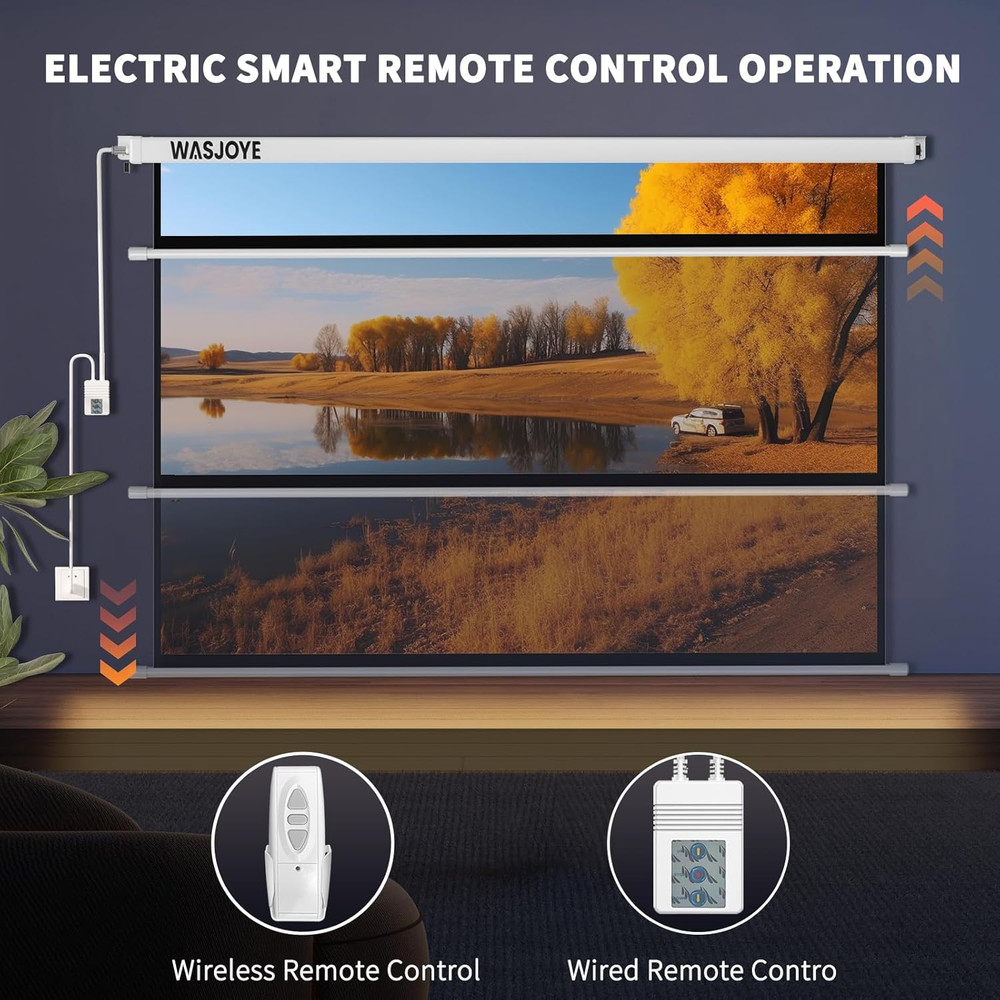 Motorised Projector Screen 100" - 4:3 Electric Projector Screen Wall/Ceiling Mou