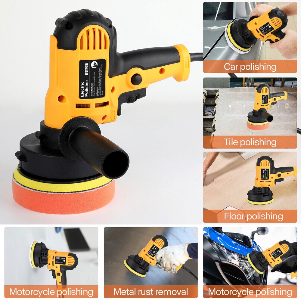 800W Car Polisher Buffer Sander Machine, Locking Switch, Auxiliary Handle