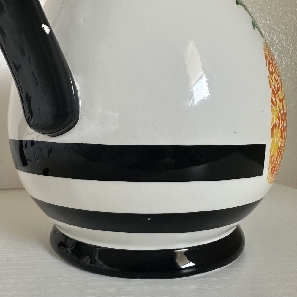 Magenta Tropical Pineapple White Ceramic Kitchen Decor Pitcher Dishwasher Safe