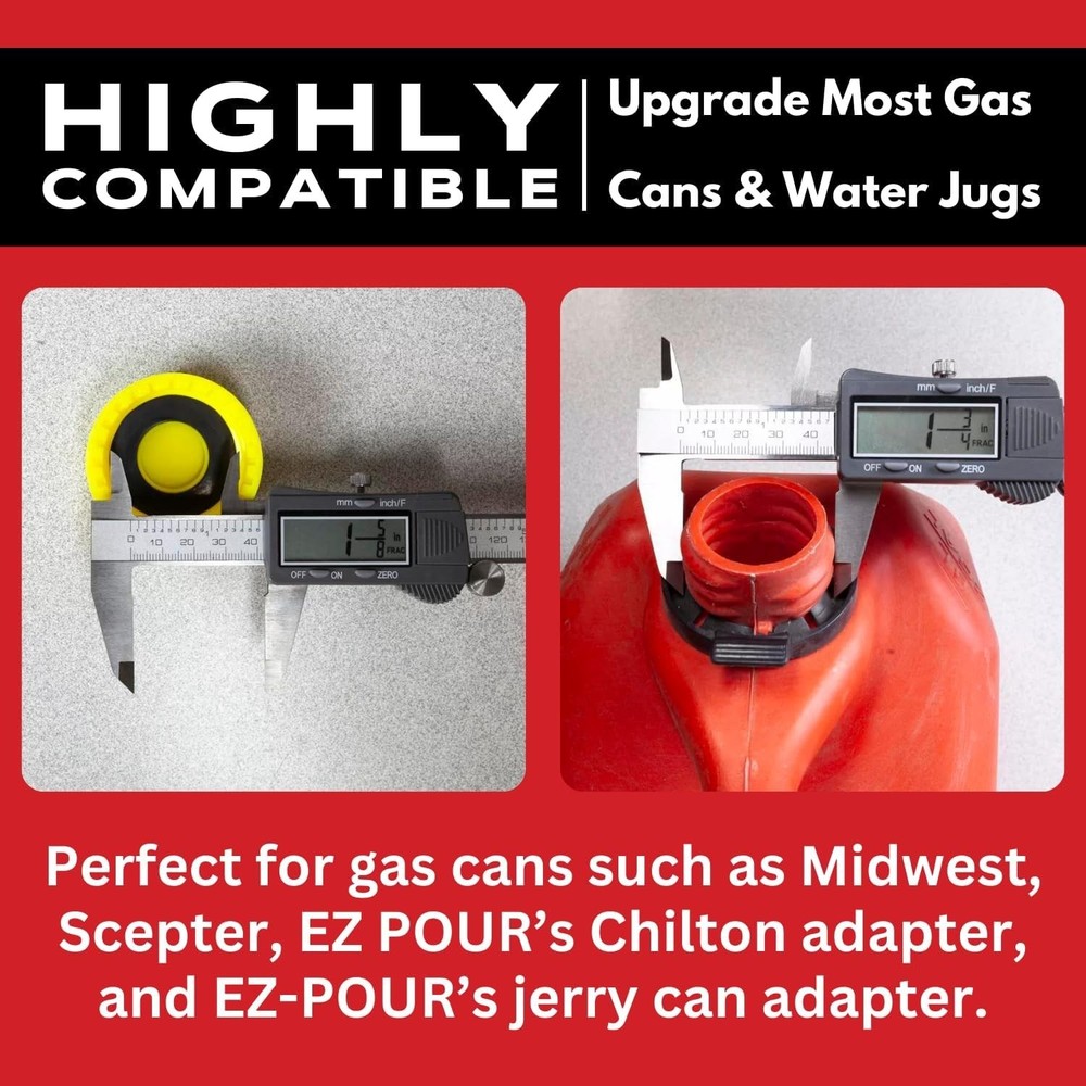 Solid Base Replacement Gas Can Cap - Yellow Coarse Thread Cap to Prevent Fuel...