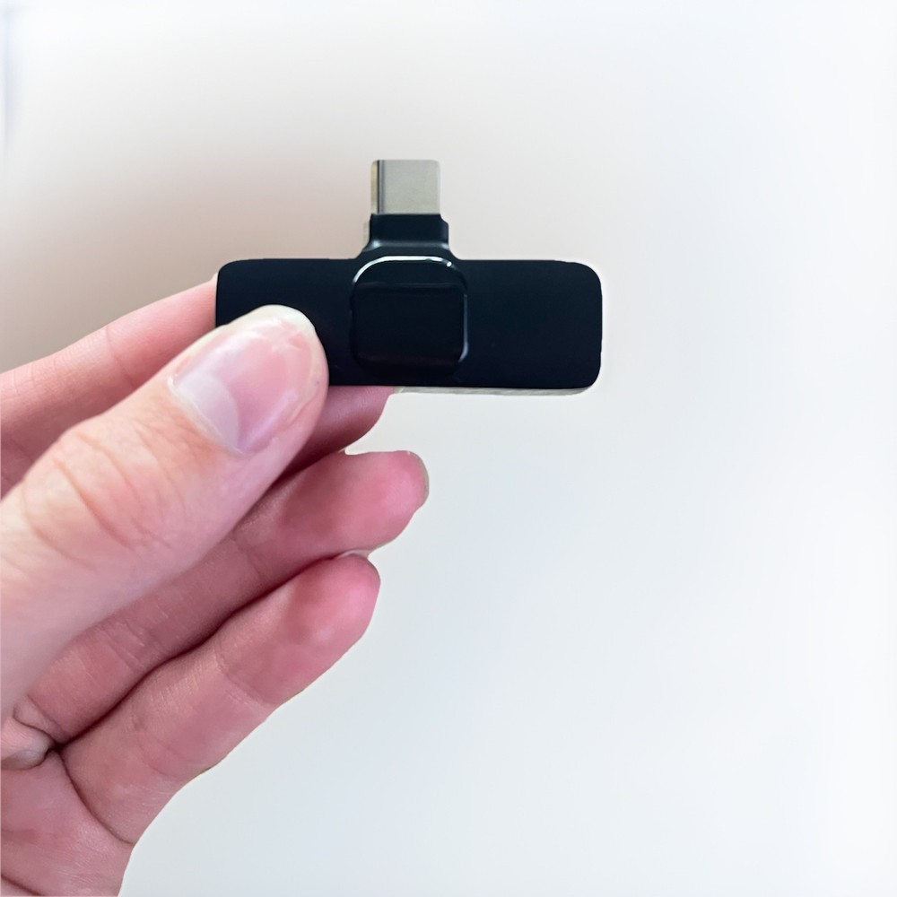 Clip-On USB-C Wireless Mini Microphone Set with Windshield, Black