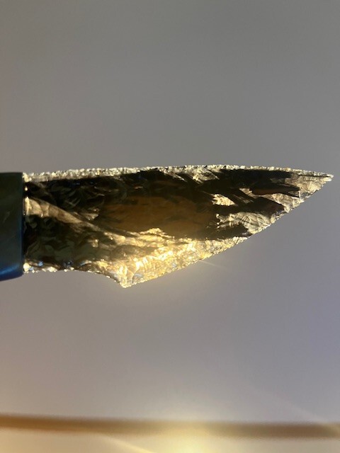 Custom Obsidian Knife. Tommy Masingale. Deep Blue Azurite Handle. Tripleflow