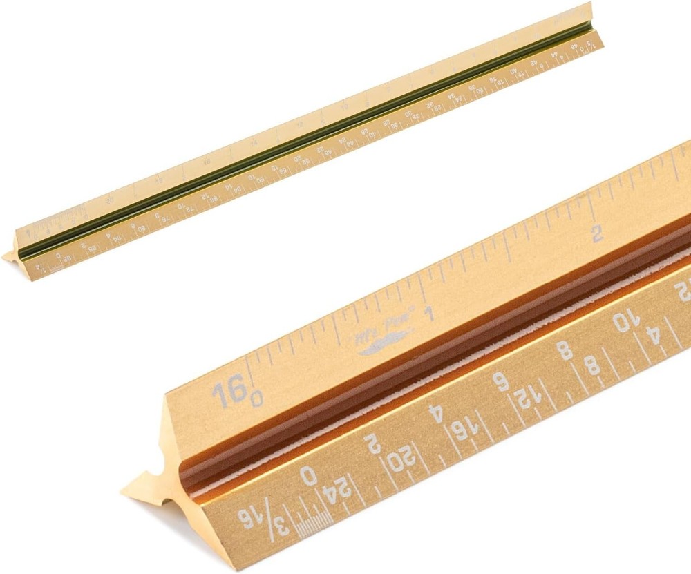 Efficient 12-Inch Gold Architectural Ruler - Lightweight Aluminum Craftsmanship