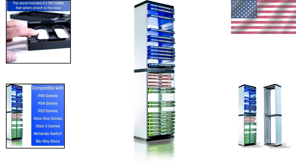 Universal Game Storage Tower for PS5 Xbox - Holds 36 Discs