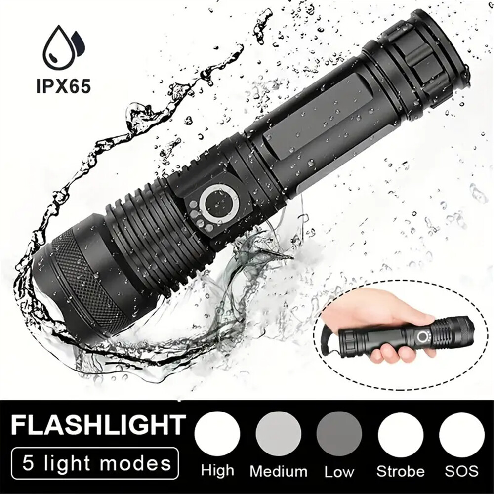 Super-Bright 12000000 LM LED Tactical Flashlight With Rechargeable Battery