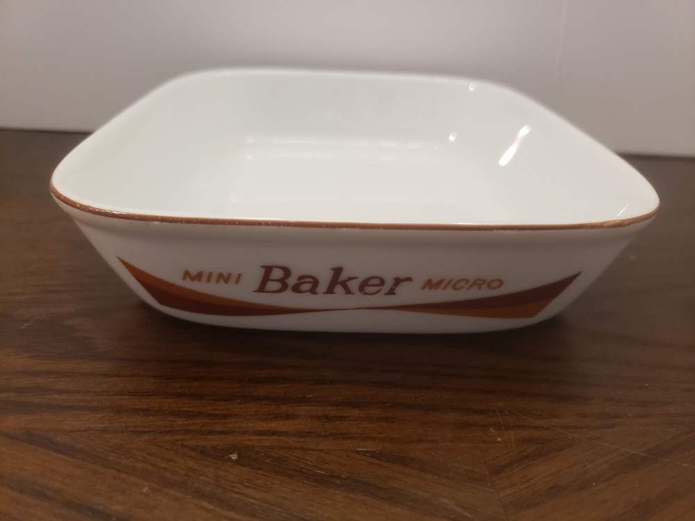 Mini Micro Wave Ovenware Mini Baker Dish By Himark 1977 White Rectangle Japan