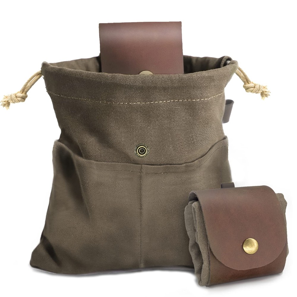 Foraging Pouch Leather Canvas Collapsible