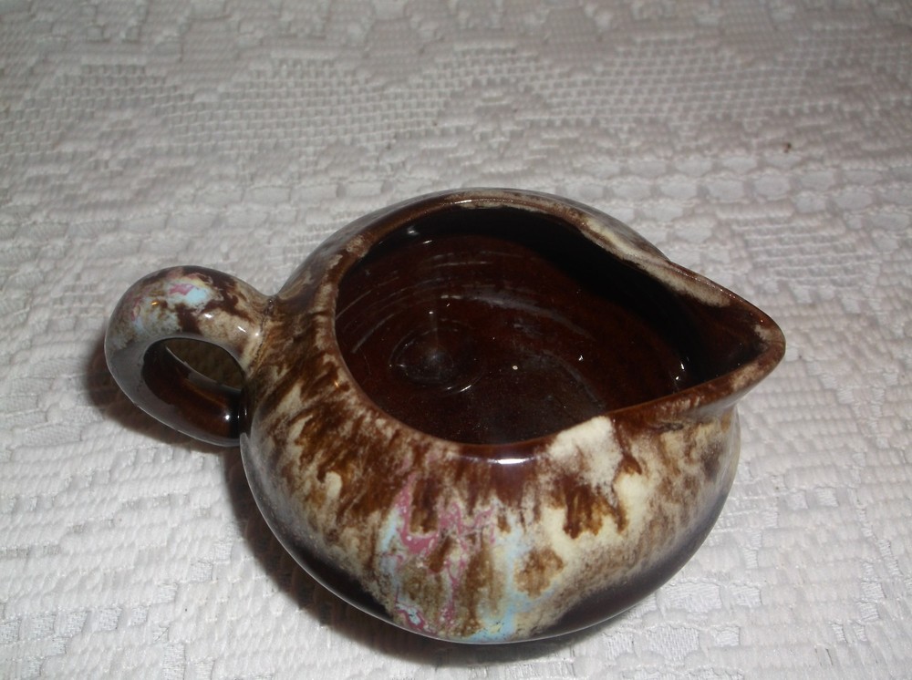 brown drip ware small creamer