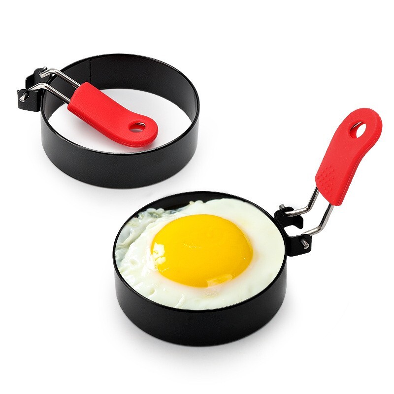 2PCS/Set Round Egg Fried Mold Pancake Shaper Egg Rings Kitchen Tool with Handle