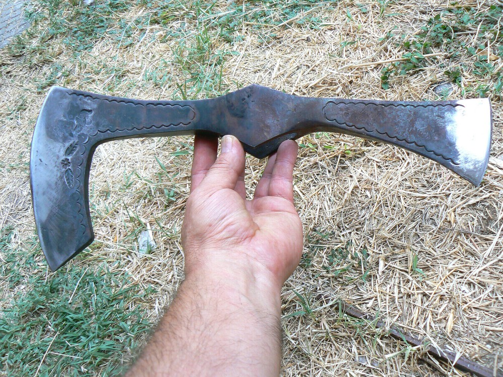 MUSEUM PATTERN HAND FORGED MEDIEVAL BATTLE WAR VIKING DOUBLE BIT BEARDED AXE #1