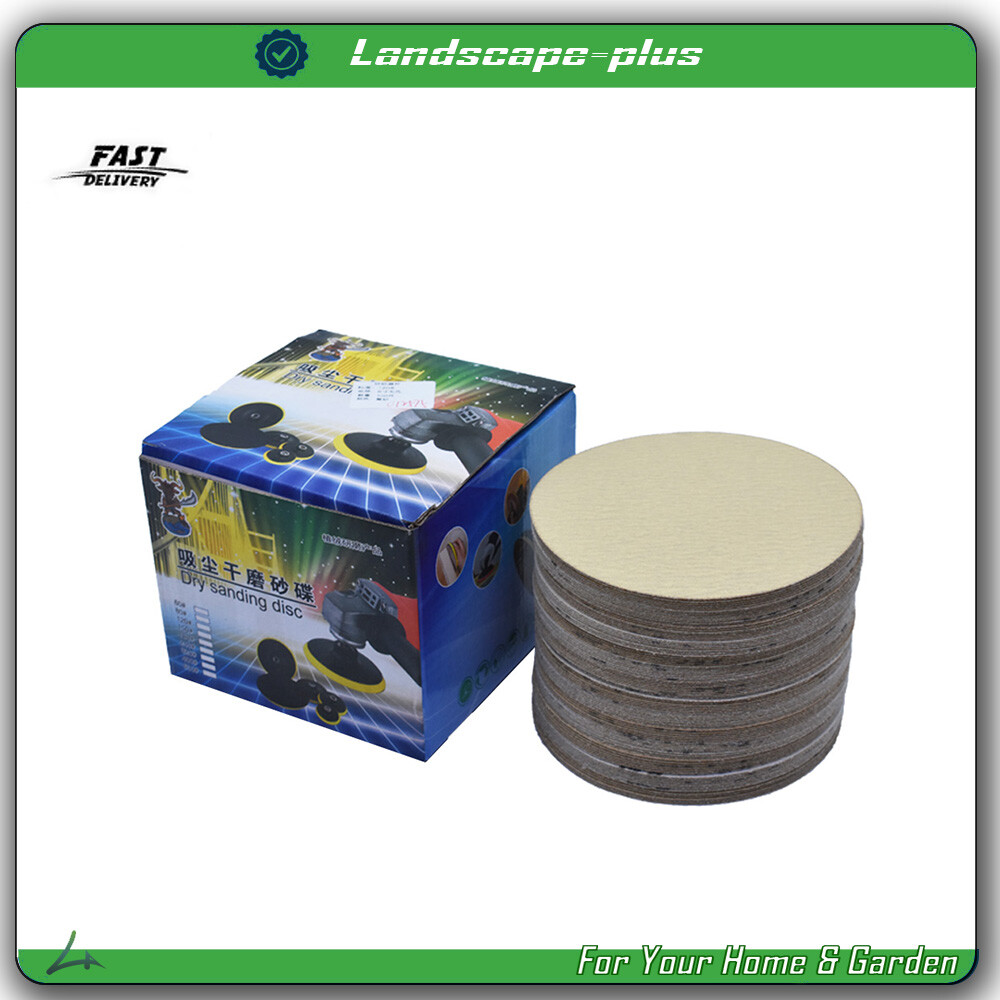 ALL-CARB 100 Pcs 6" 120 Grit Disc Hook Loop Pads Sanding Discs Flocking NO-Hole