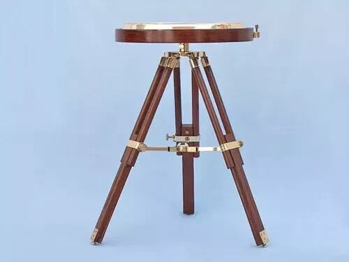 Brass Polish Compass Coffee Table, Side Table Working Compass With Tripod Stand
