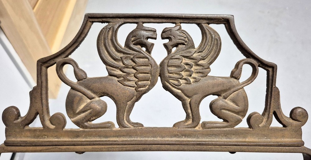 ANTIQUE CAST IRON GRIFFIN STOOL / BENCH