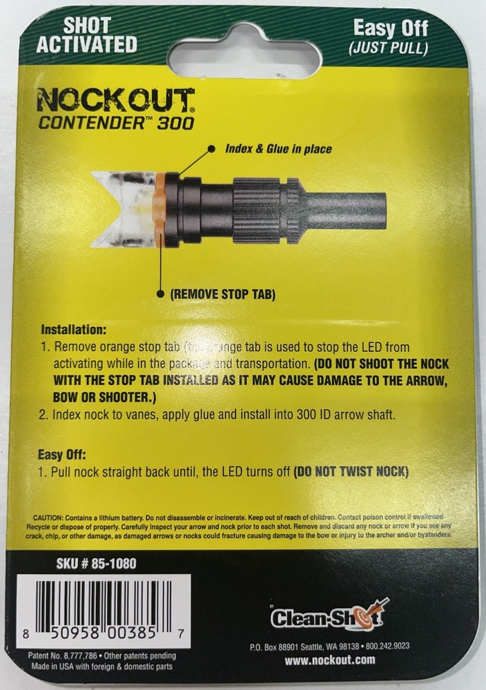 NockOut Lighted Nocks Crossbow .300'' ID Halfmoon Green 3 Pack