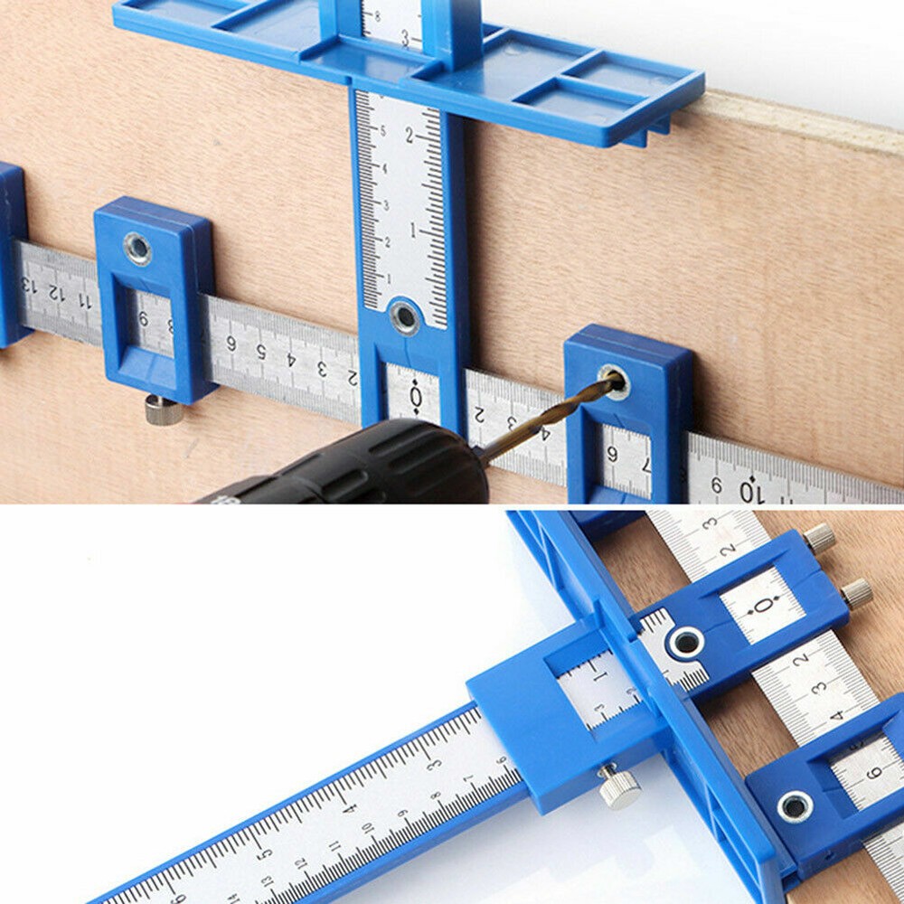 Drill Guide Punch Locator Woodworking Hole Cabinet Hardware Jig Drawer Pull Tool