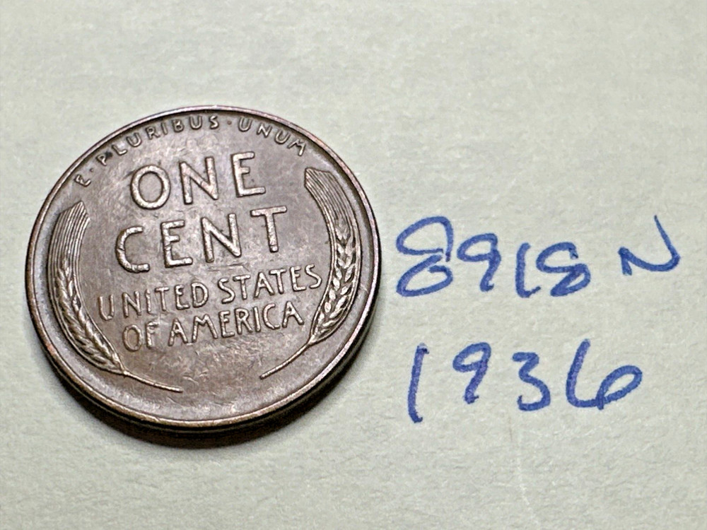 1936 Lincoln Wheat Cent Penny 8918N