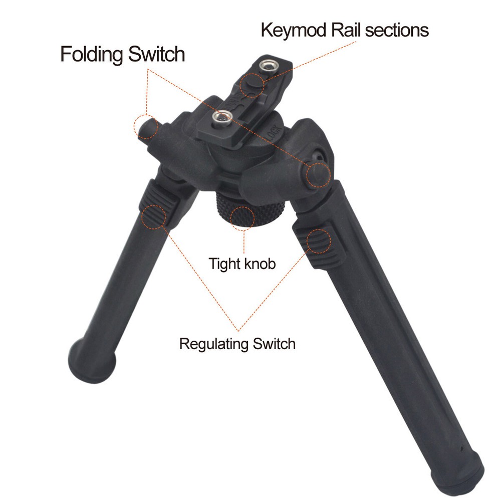 6-10'' Adjustable Bipod Keymod/M-lock Rail Aluminum Polymer 40 Degree Tilt-level