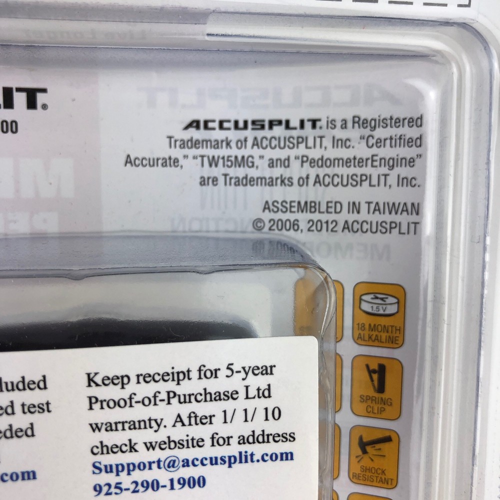 Accusplit Eagle Super Thin Memory Pedometer AE1691M17 W/ Steps Distance Calories