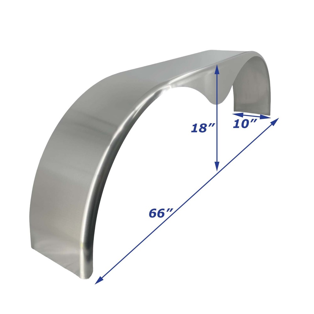 (Qty 2) Tandem Axle Smooth Aluminum Trailer Fender Teardrop 10" x 66" x 18"