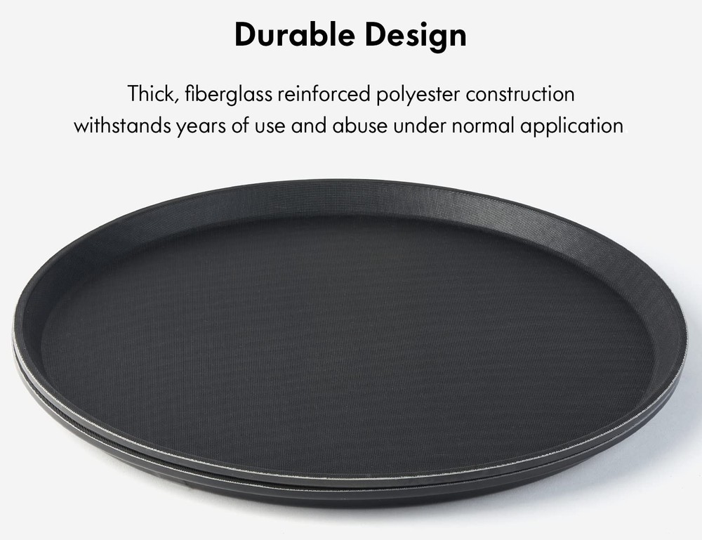 CURTA 2-Pack 16" Non-Slip Restaurant Tray, NSF, Plastic Rubber Lined