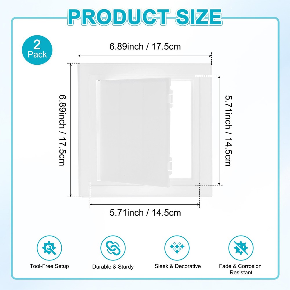 2-Pack Access Panel for Drywall, 5.7x6" Plastic Wall Hole Cover [White]