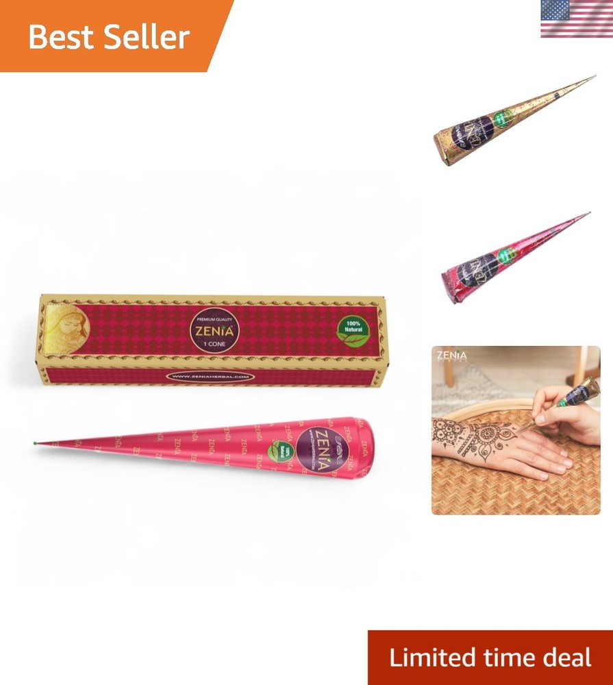 Customizable Natural Tattoo Paste Cone | Reddish-Brown | Perfect for Festivals