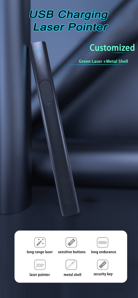 Green Laser Pointer Pen Visible Beam USB Charge Long Range Teaching Meeting Cat
