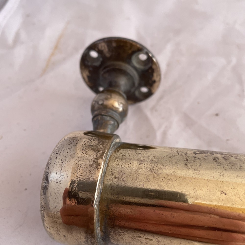 large vintage brass pull door handle. Solid. Reclaimed English.